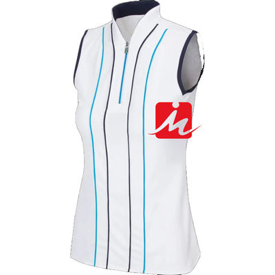 स्टैंड कॉलर महिला पोलो शर्ट 1/4 जिपर मध्य कस्टम प्रिंटिंग स्लीवलेस में